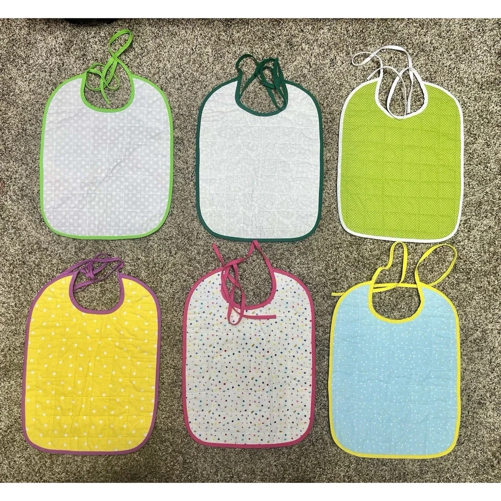Lot Of 6 Quilted Handmade Bibs Girly Theme Large Size‎ 12